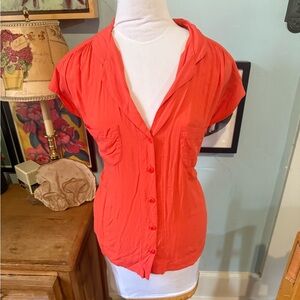 Maeve Vibrant Orange Short Sleeve Blouse
